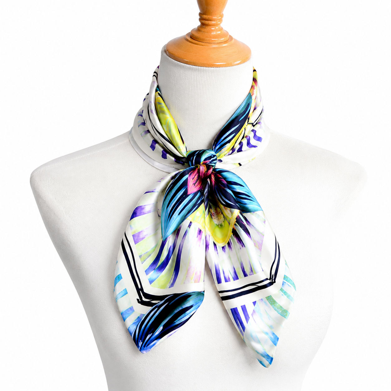Abstract Floral Painting Square Silk Foulard